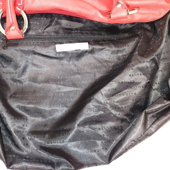 Pursuits red Patent Trim Satchel Tote Bag with Buckle Accent – Bold Statement P - Picture 9 of 9